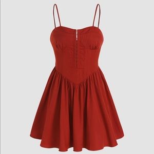 CIDER Solid Ruffle Corset Mini Dress Size S